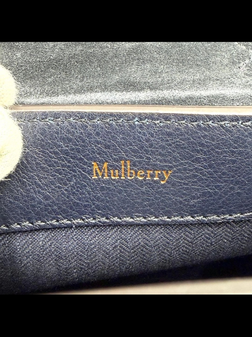 Mulberry Navy Leather Satchel with Green Snake-Print Flap & Raspberry Handle - Picture 13 of 16